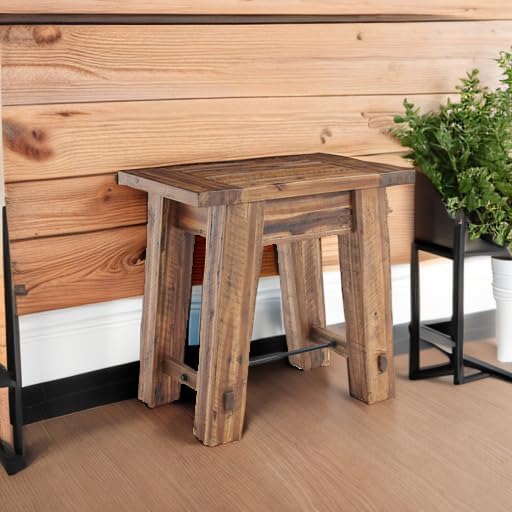 Alaterre Furniture Durango 27-Inch Solid Wood Side Table – Heavy-Duty Industrial End Table with 100 lb Capacity for Living Room, Bedroom, or Home Office (Natural Grain Lacquer Finish)