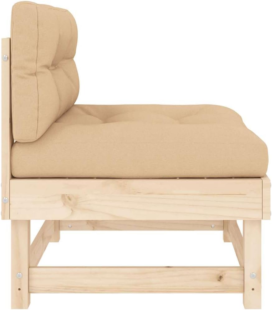 Solid Pine Wood Single Patio Chair, Water Resistant Oxford Cushions for Garden