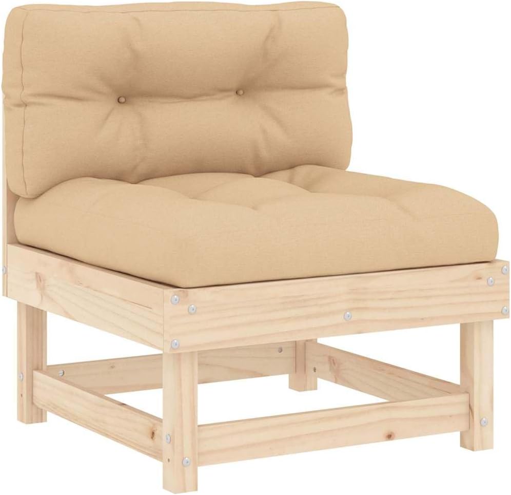 Solid Pine Wood Single Patio Chair, Water Resistant Oxford Cushions for Garden