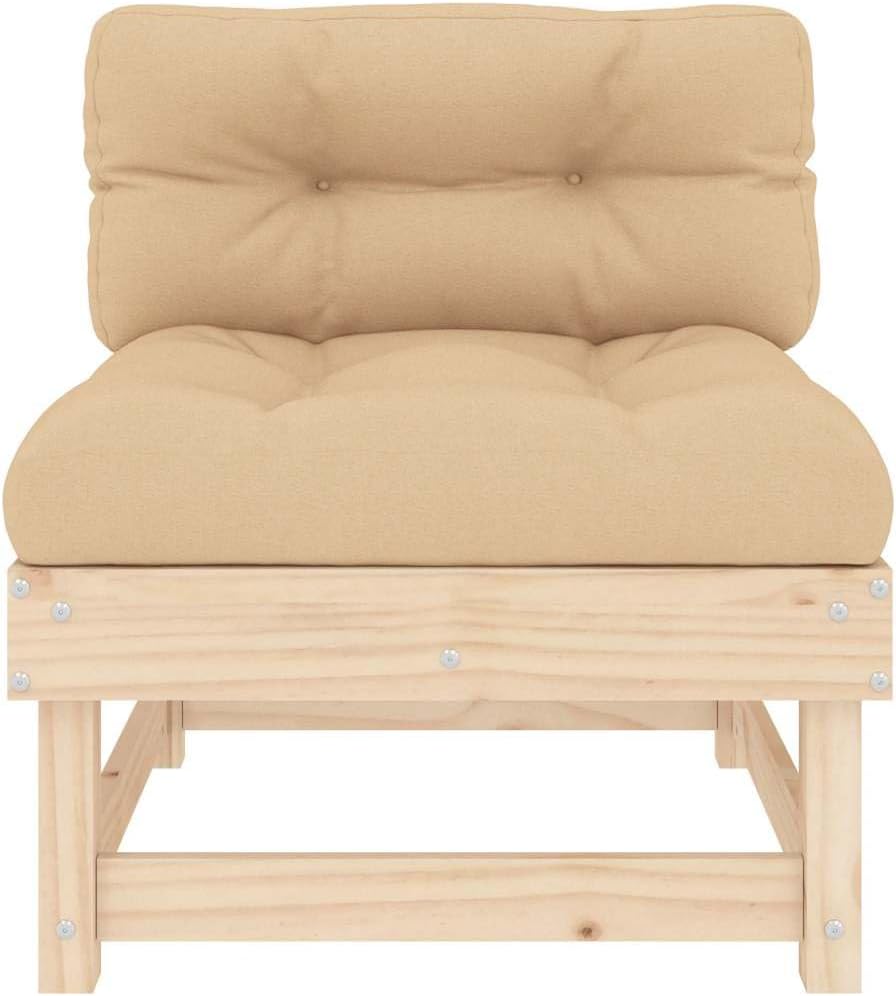 Solid Pine Wood Single Patio Chair, Water Resistant Oxford Cushions for Garden