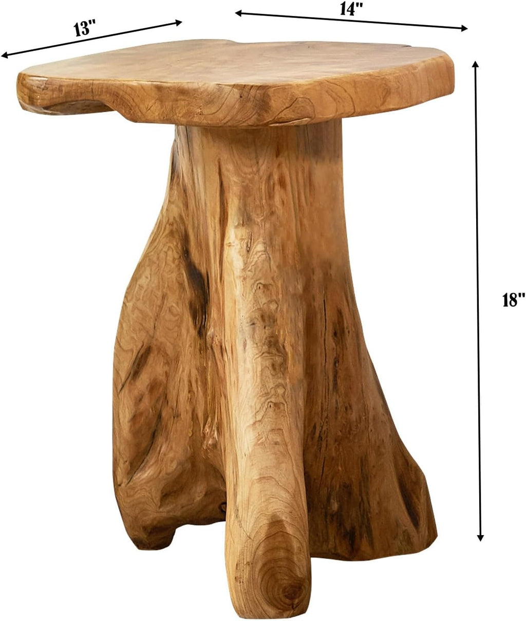 Rustic Live Edge Cedar Root Stump End Table Solid Wood Plant Stand for Home Garden