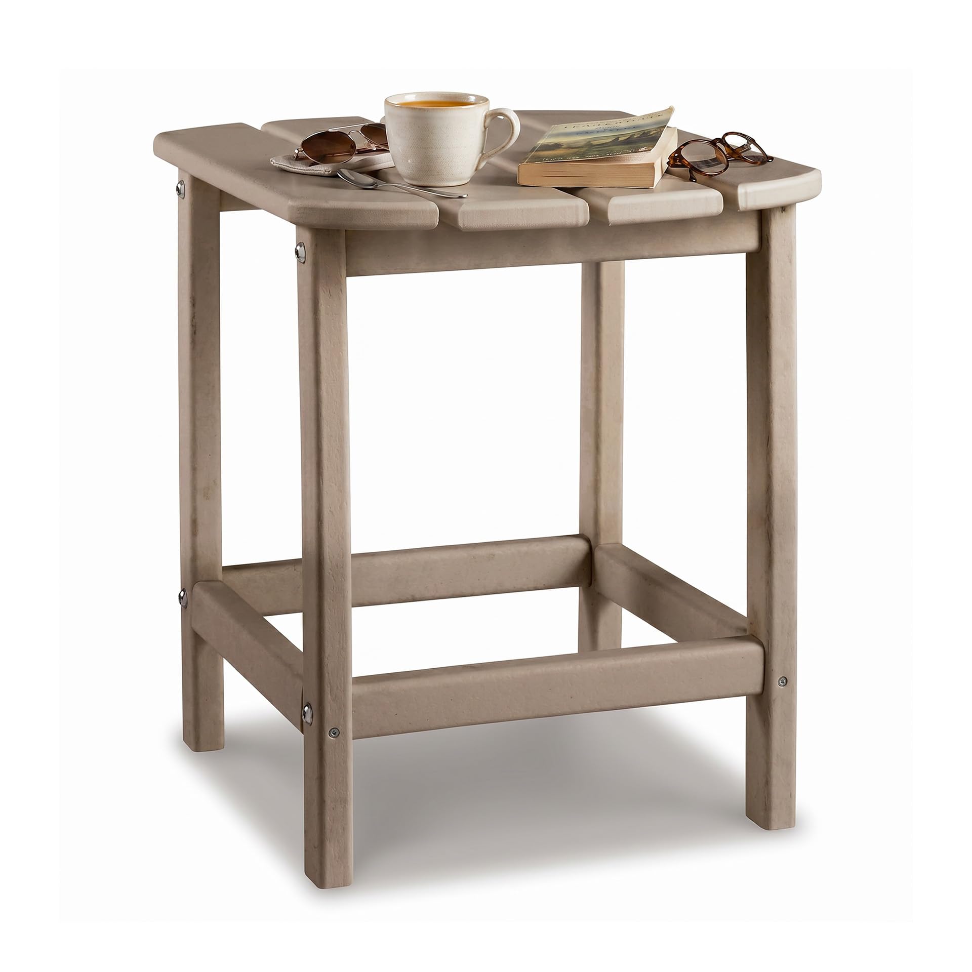Signature Design by Ashley Sundown Treasure Outdoor Patio HDPE Weather Resistant End Table, Brown