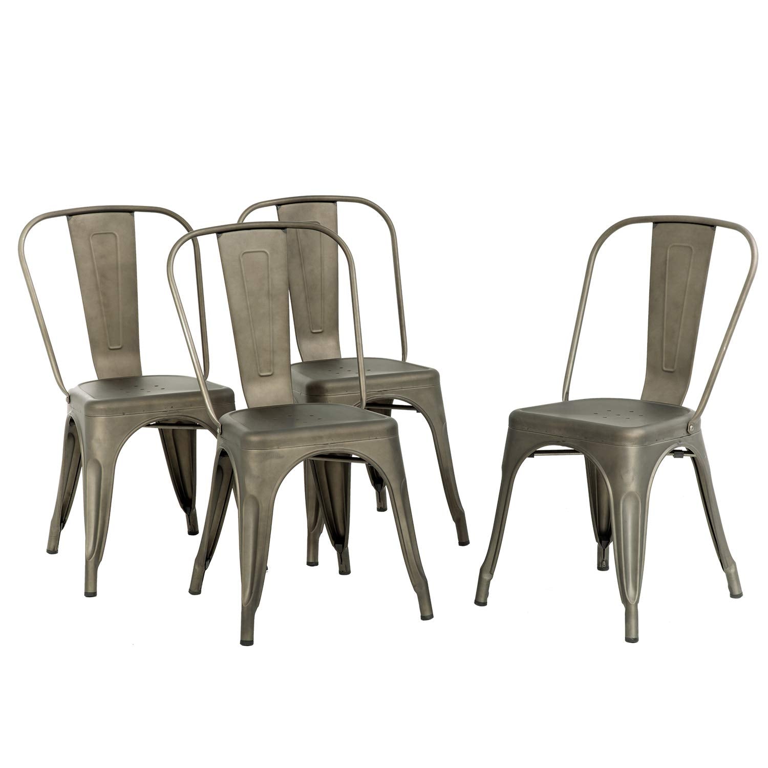 FDW | Set of 4 Metal Dining Chairs | Cream | Stackable Tolix Side Chairs with Backrest | Scratch-Resistant | Non-Slip Feet | Indoor/Outdoor Use | 330 lbs Capacity | Ideal for Kitchen & Restaurant