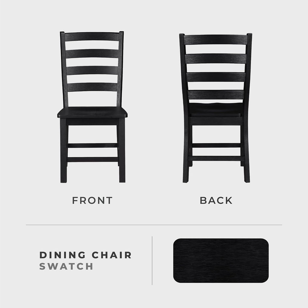 Lexicon Farmhouse Dining Chairs Set of 2, Kitchen Dining Chairs with Sturdy Solid Wood Frame, Legs, Footrest, High Ladder Back, Comfortable Classic Wooden Armless Side Seat, Easy Assembly, Black