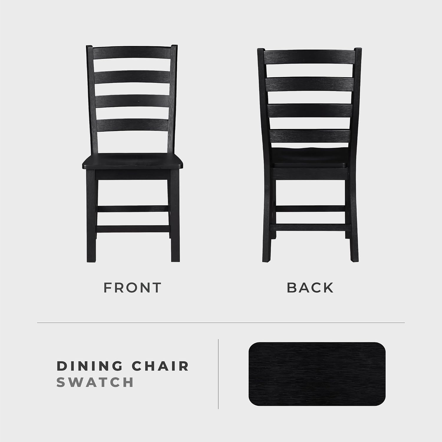 Lexicon Farmhouse Dining Chairs Set of 2, Kitchen Dining Chairs with Sturdy Solid Wood Frame, Legs, Footrest, High Ladder Back, Comfortable Classic Wooden Armless Side Seat, Easy Assembly, Black