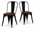 Black Metal Dining Chairs Set of 6 with Wood Seat, Stackable Metal Kitchen Chairs for Dining,Kitchen Room and Outdoor Patio