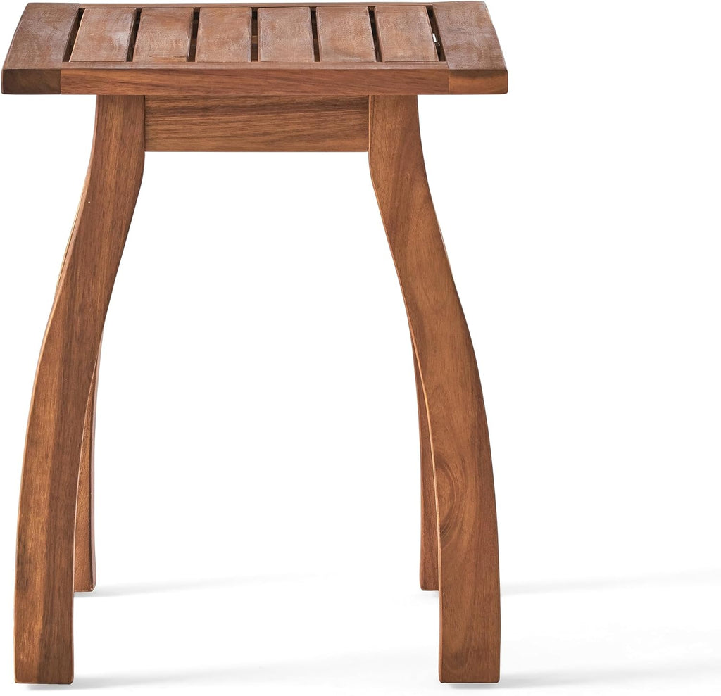 Rustic Acacia Wood Accent Side Table - Weather-Resistant Rectangular End Table for Patio, Garden, Lawn & Living Room, Sturdy 200lbs Capacity, Easy Assembly & Low Maintenance (Teak)