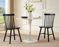PrimeZone Windsor Dining Chairs Set of 2 - Solid Rubber Wood Farmhouse Kitchen Chair with Spindle Back, Mid-Century Modern Side Dining Chair for Dining Room, Kitchen & Restaurant, Black