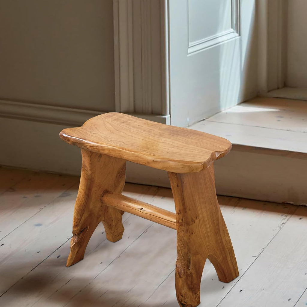 Greenage Cedar Roots Wooden Stool Naturally Shape Large 20" x 13" x 18" H Wood Stump Side Table Stand Home Décor End Table for Living Room Bedroom Courtyard Patio
