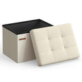 SONGMICS MAZIE Collection - Small Folding Storage Ottoman, Foot Rest Stool, 12.2 x 16.1 x 12.2 Inches, 286 lb Load Capacity, for Living Room, Bedroom, Home Office, Dorm, Ink Black ULSF102B01