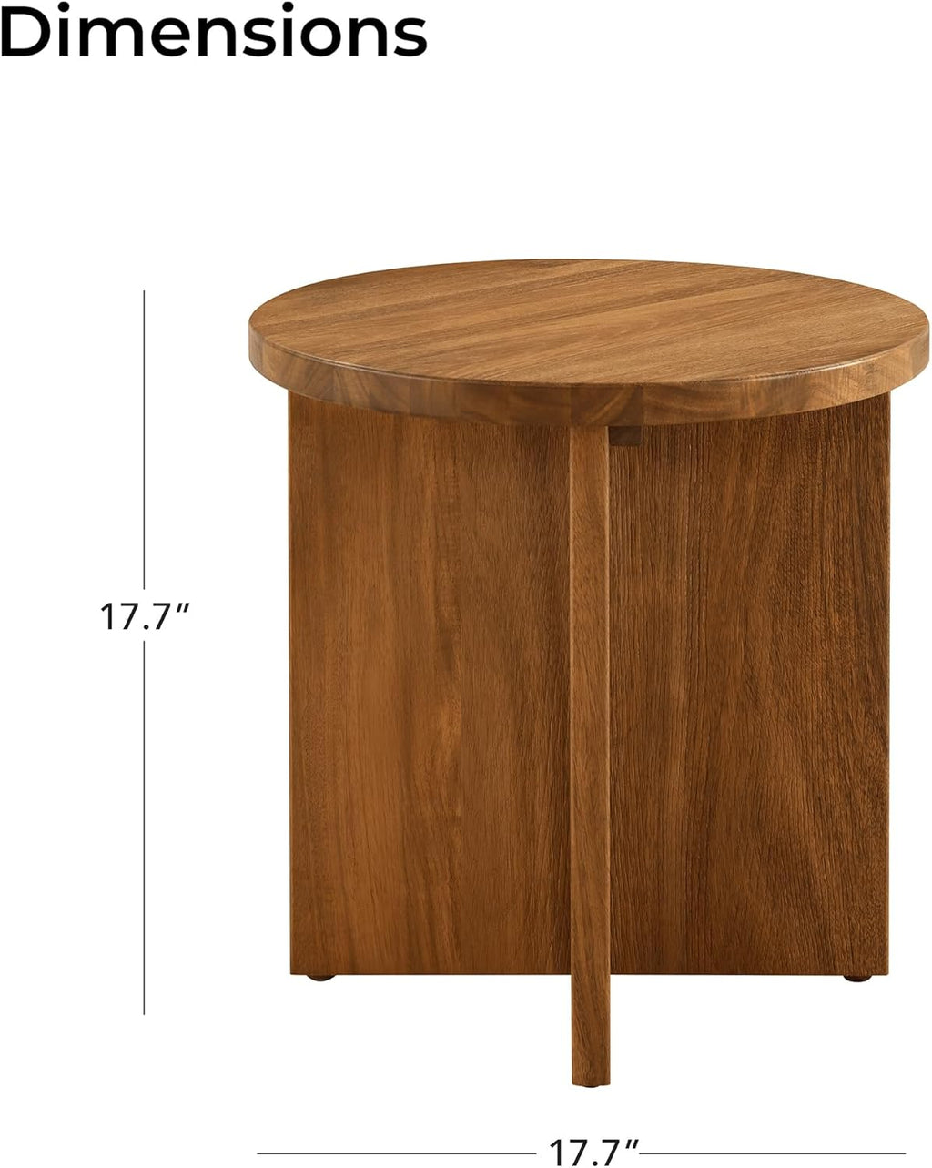 17.7 Inch Outdoor Side Table Acacia Top with Leveling Feet