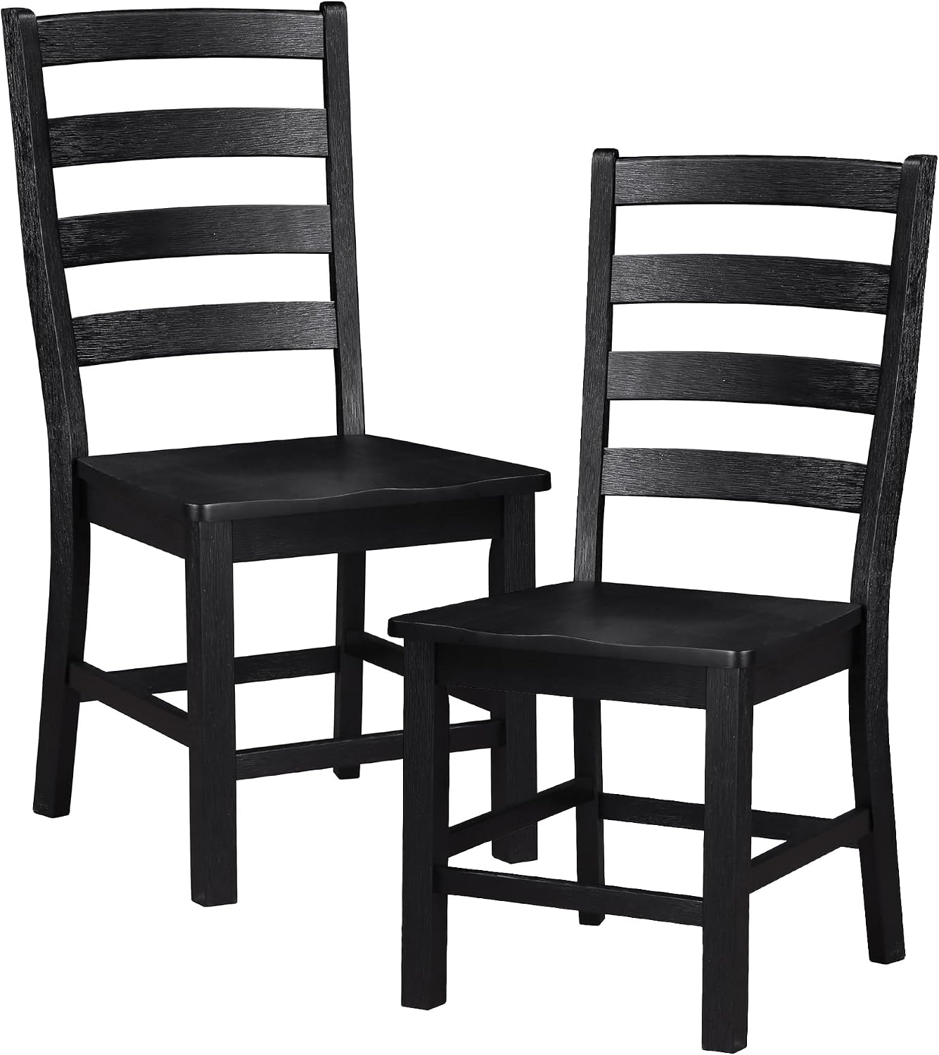 Lexicon Farmhouse Dining Chairs Set of 2, Kitchen Dining Chairs with Sturdy Solid Wood Frame, Legs, Footrest, High Ladder Back, Comfortable Classic Wooden Armless Side Seat, Easy Assembly, Black