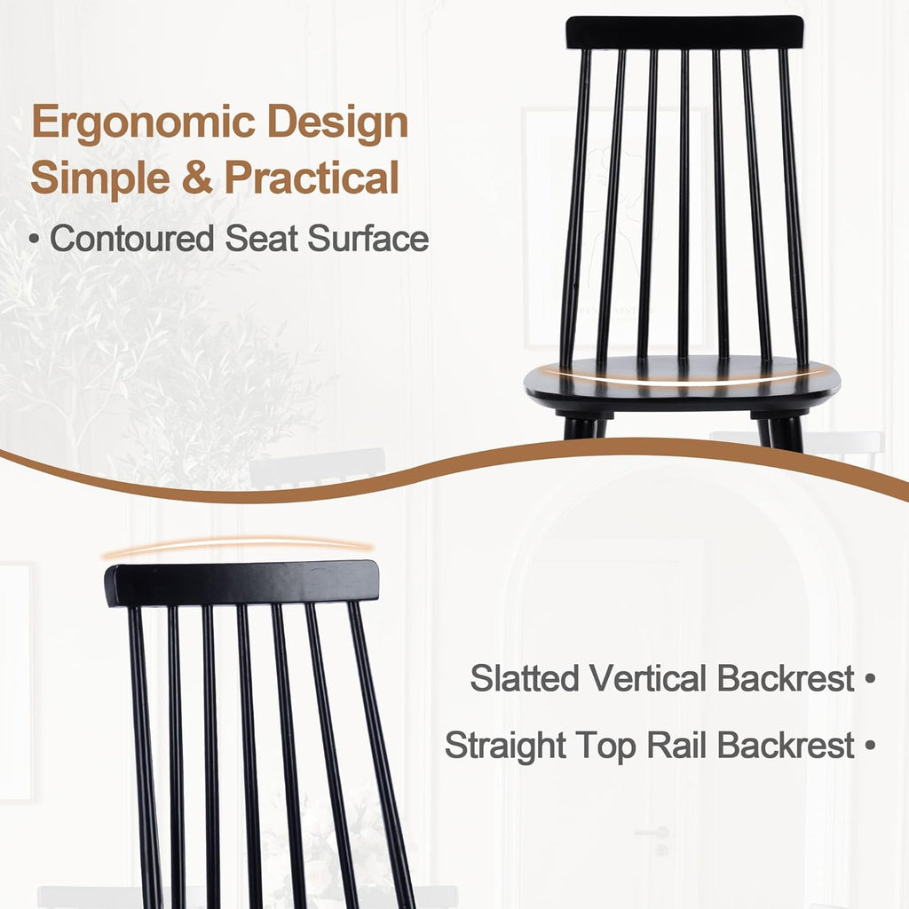 DUHOME Dining Chairs Set of 4 Wood Dining Room Chair Black Spindle Side Kitchen Room Country Farmhouse Chairs Black