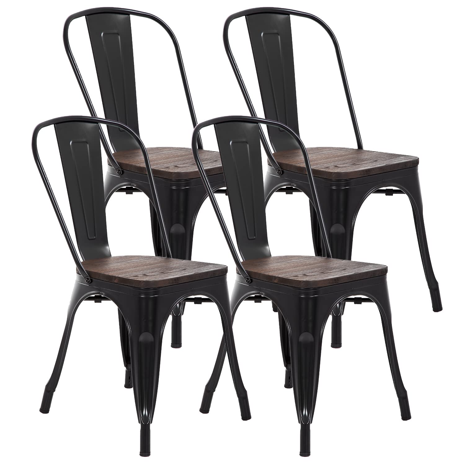 FDW | Set of 4 Metal Dining Chairs | Cream | Stackable Tolix Side Chairs with Backrest | Scratch-Resistant | Non-Slip Feet | Indoor/Outdoor Use | 330 lbs Capacity | Ideal for Kitchen & Restaurant