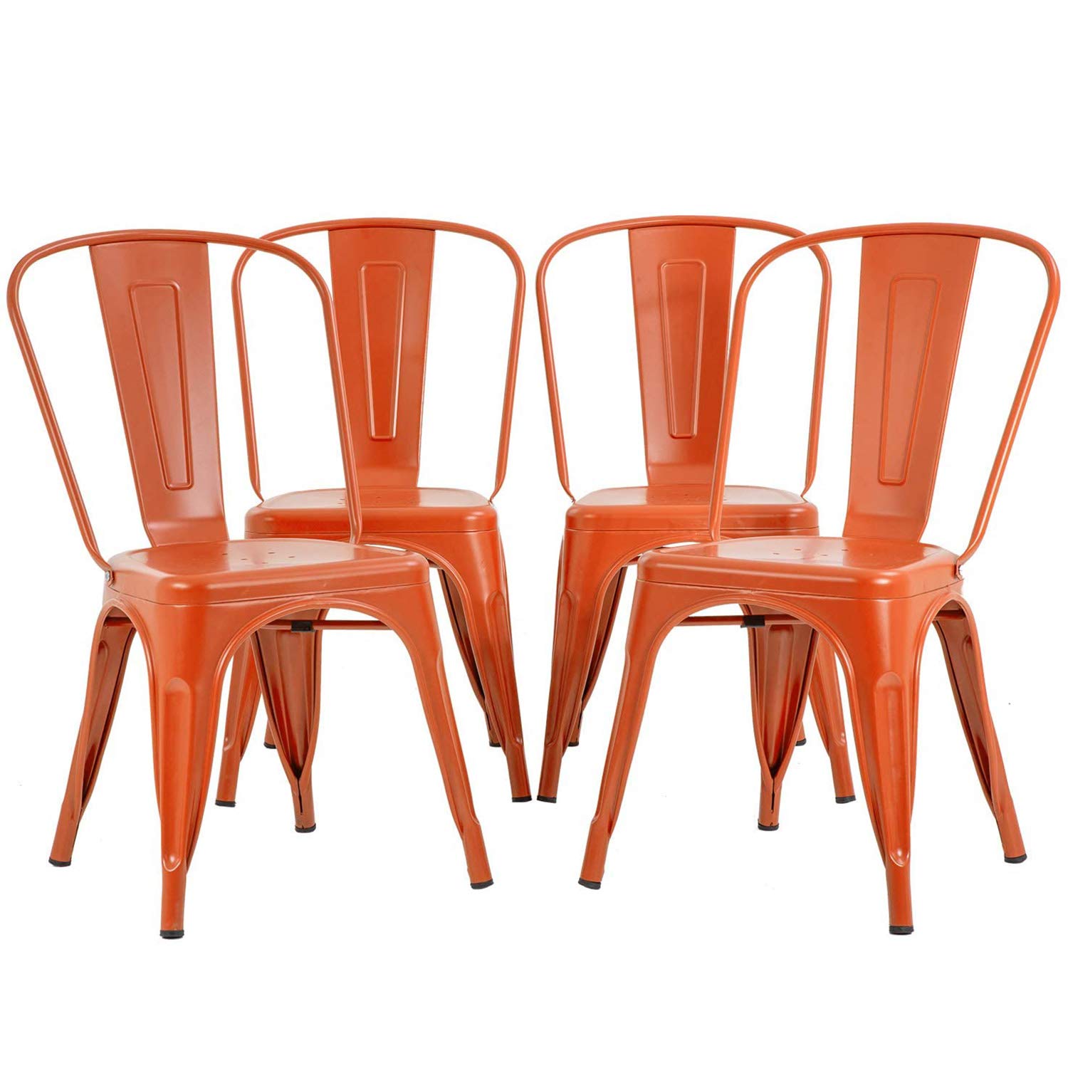 FDW | Set of 4 Metal Dining Chairs | Cream | Stackable Tolix Side Chairs with Backrest | Scratch-Resistant | Non-Slip Feet | Indoor/Outdoor Use | 330 lbs Capacity | Ideal for Kitchen & Restaurant