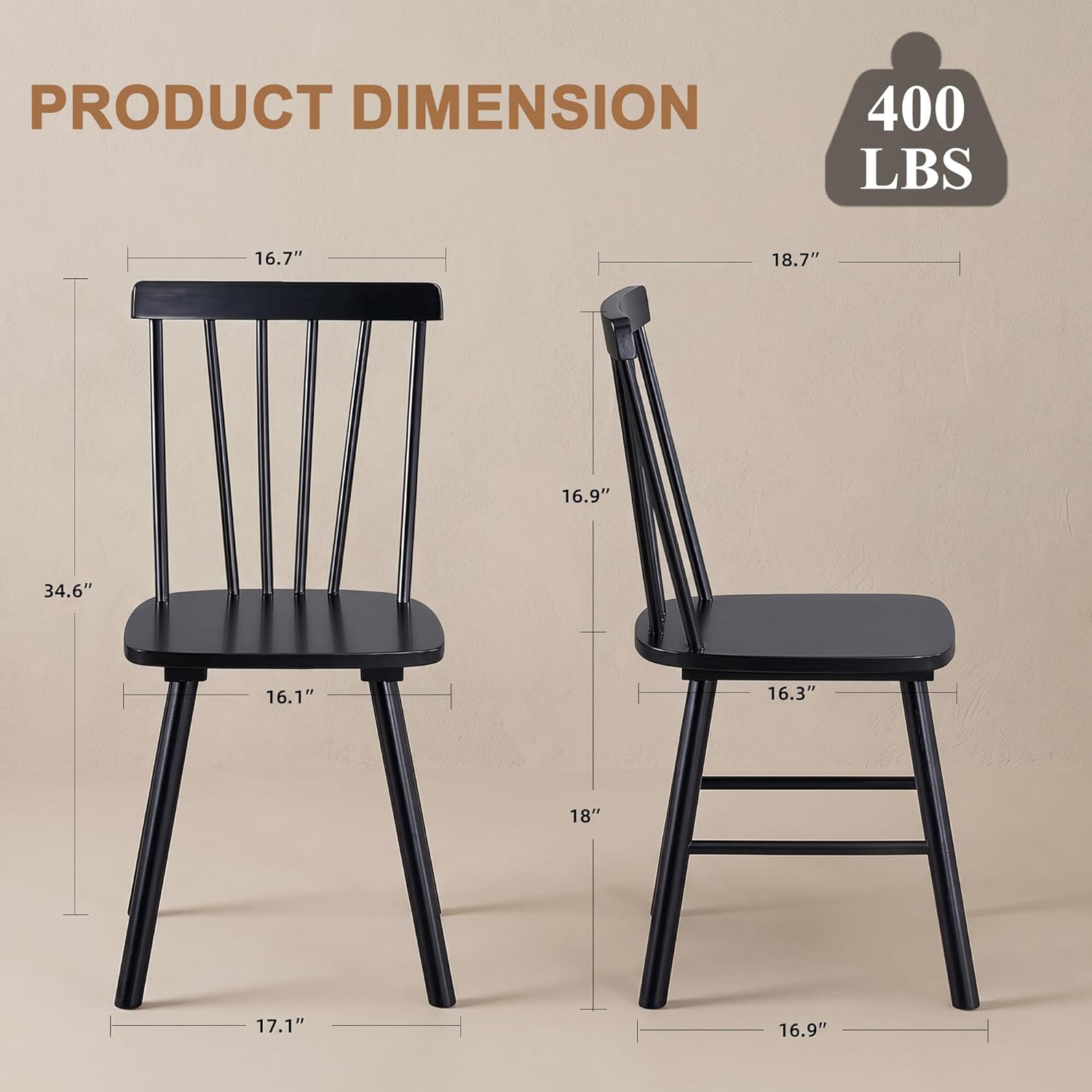 DUHOME Windsor Dining Chairs Set of 4,Farmhouse Style Spindle Back Wooden Kitchen Chairs for Home Kitchen, Dining Room,Living Room,Bistro