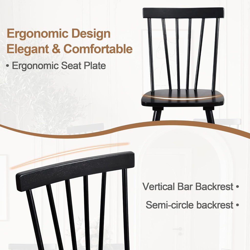 DUHOME Windsor Dining Chairs Set of 4,Farmhouse Style Spindle Back Wooden Kitchen Chairs for Home Kitchen, Dining Room,Living Room,Bistro