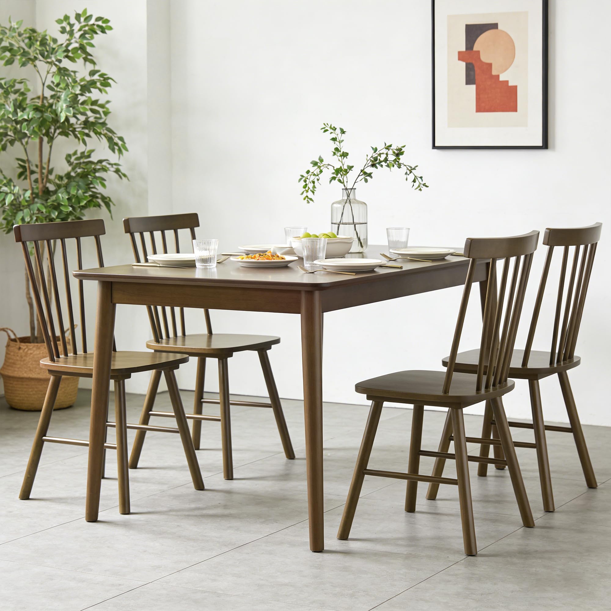 DUHOME Windsor Dining Chairs Set of 4,Farmhouse Style Spindle Back Wooden Kitchen Chairs for Home Kitchen, Dining Room,Living Room,Bistro
