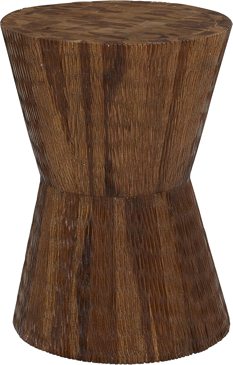 Deco 79 Teak Wood Side End Accent Table Intricately Carved End Table, Side Table 13" x 13" x 18", Brown