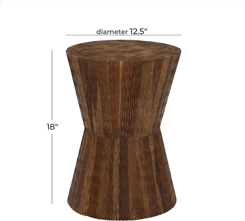 Deco 79 Teak Wood Side End Accent Table Intricately Carved End Table, Side Table 13" x 13" x 18", Brown