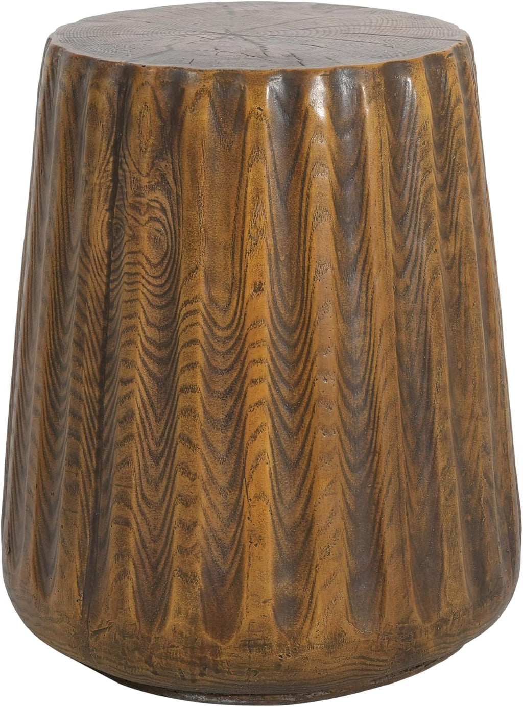 Merax MGO Tree Stump Side Table, Rustic Wood Grain End Table for Outdoor & Indoor, Durable Patio & Living Room Accent Table, Brown Wood Grain Finish