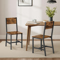 VASAGLE Dining Chair Set of 4, Rustic Wood Chairs with Metal Steel Frame, Easy to Assemble, Comfortable Seat, Modern Farmhouse Chair for Kitchen, Bedroom, Living Room, Rustic Brown and Ink Black