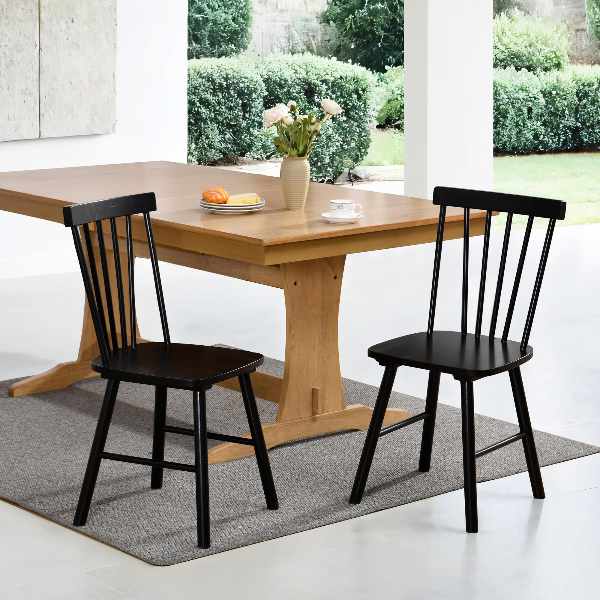 DUHOME Windsor Dining Chairs Set of 4,Farmhouse Style Spindle Back Wooden Kitchen Chairs for Home Kitchen, Dining Room,Living Room,Bistro