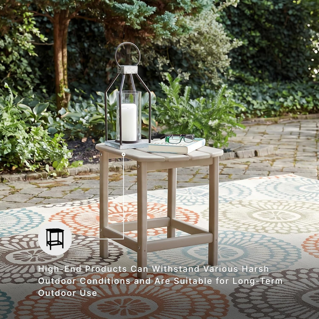 Signature Design by Ashley Sundown Treasure Outdoor Patio HDPE Weather Resistant End Table, Brown