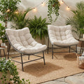 Sophia & William Outdoor Papasan Chairs with Cushion and Frame, Comfy Patio Chairs, Oversized Padded Lounge Chairs Set of 2, 350Ibs Capacity, Indoor & Outdoor Use