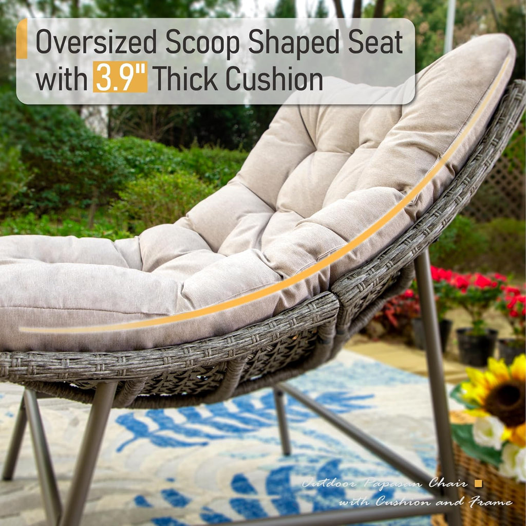 Sophia & William Outdoor Papasan Chairs with Cushion and Frame, Comfy Patio Chairs, Oversized Padded Lounge Chairs Set of 2, 350Ibs Capacity, Indoor & Outdoor Use