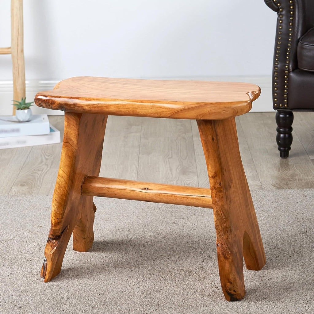 Greenage Cedar Roots Wooden Stool Naturally Shape Large 20" x 13" x 18" H Wood Stump Side Table Stand Home Décor End Table for Living Room Bedroom Courtyard Patio