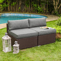 COSIEST All-Weather Patio Chair, Single Brown Wicker Chair with Thick Gray Cushions & Teal Pillow, Outdoor Rocking Chair for Porch, Garden, Poolside