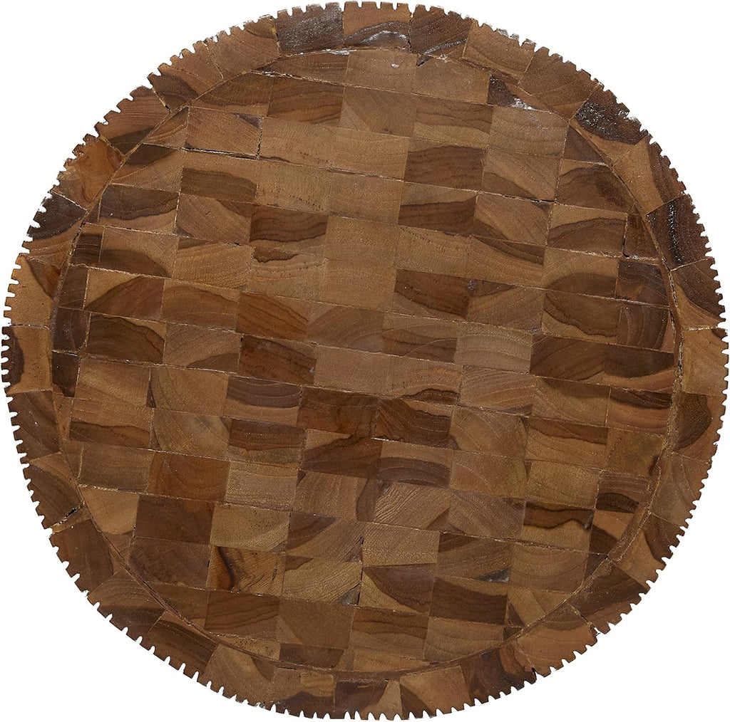 Deco 79 Teak Wood Side End Accent Table Intricately Carved End Table, Side Table 13" x 13" x 18", Brown