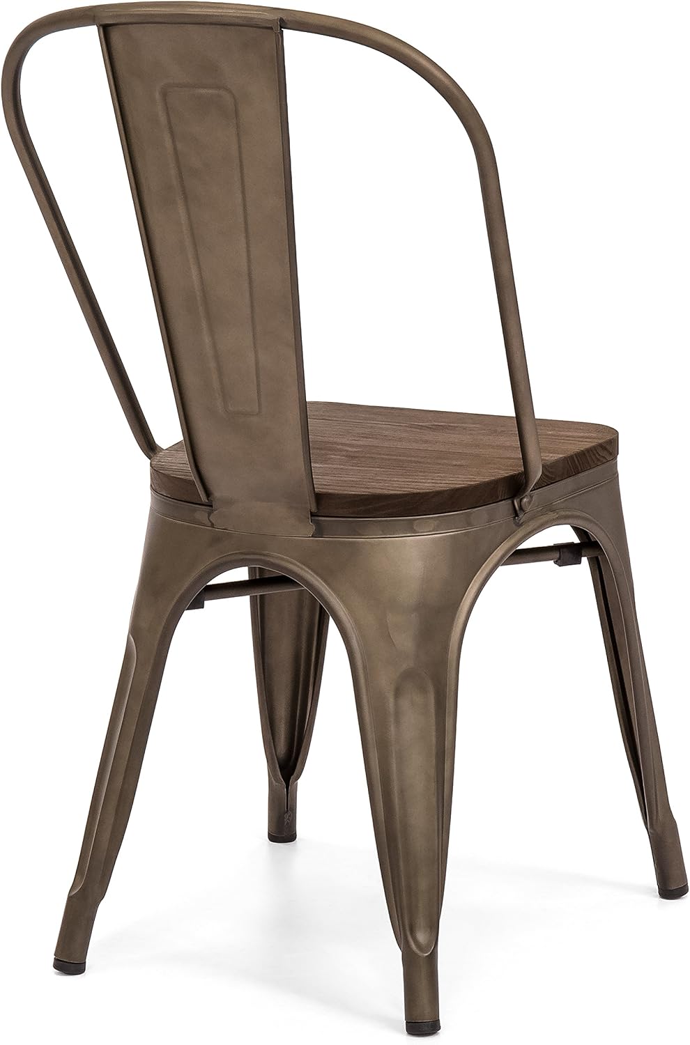 Best Choice Products Set of 4 Industrial Distressed Metal Bistro Dining Side Chairs w/Wooden Seat, Copper Bronze