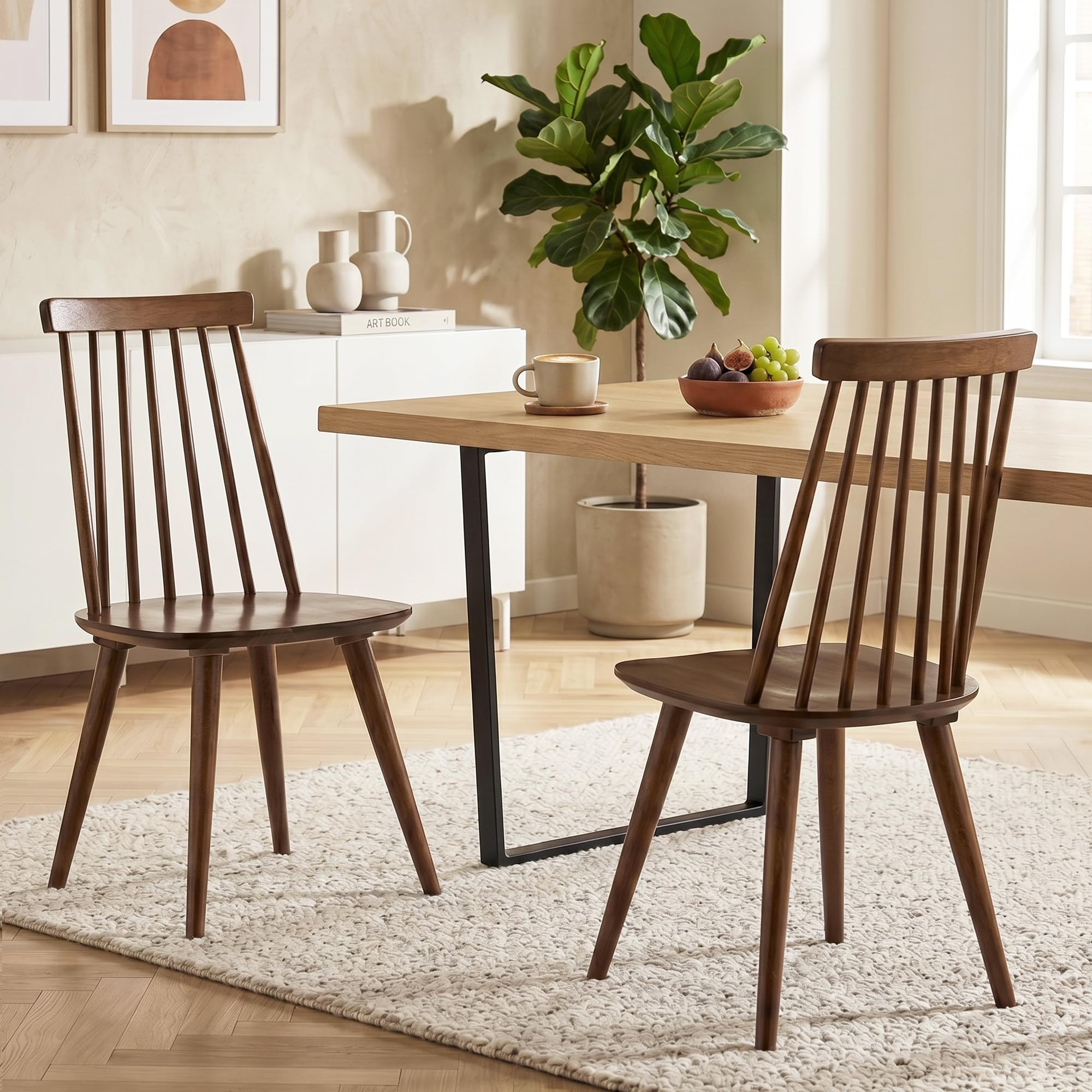 DUHOME Dining Chairs Set of 4 Wood Dining Room Chair Black Spindle Side Kitchen Room Country Farmhouse Chairs Black