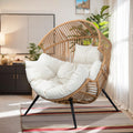 Vongrasig Outdoor Wicker Egg Chair PE Rattan Chair with Cushion, Oversized Patio Lounge Chair for Outdoor, Indoor, Balcony, Backyard, Garden, Beige