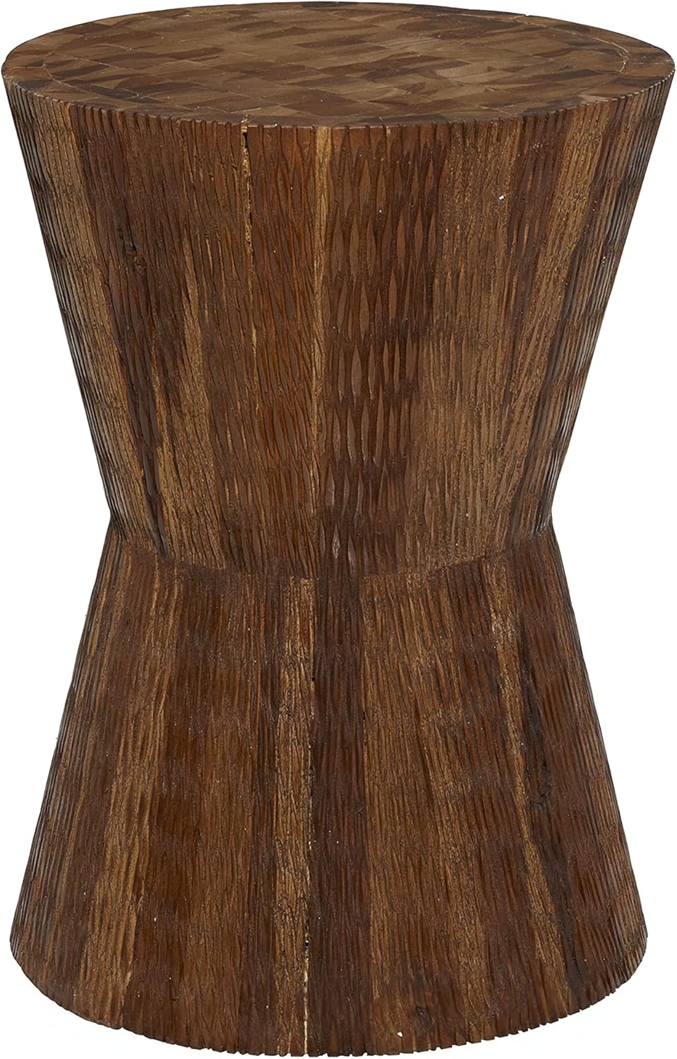 Deco 79 Teak Wood Side End Accent Table Intricately Carved End Table, Side Table 13" x 13" x 18", Brown