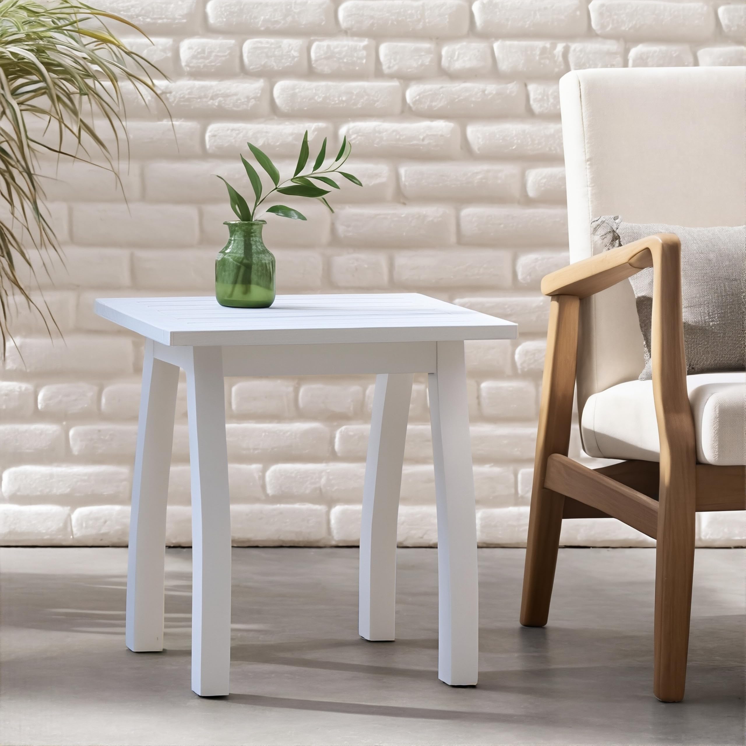Rustic Acacia Wood Accent Side Table - Weather-Resistant Rectangular End Table for Patio, Garden, Lawn & Living Room, Sturdy 200lbs Capacity, Easy Assembly & Low Maintenance (Teak)