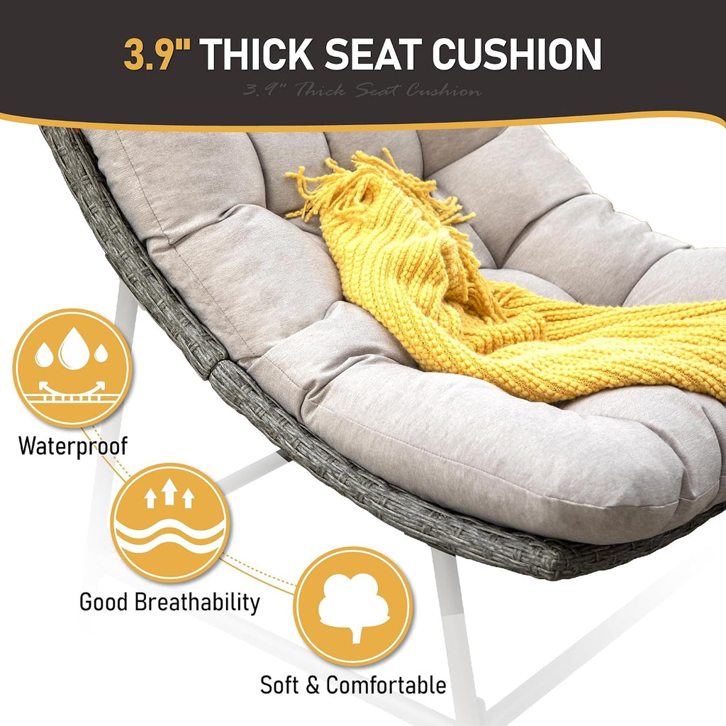 Sophia & William Outdoor Papasan Chairs with Cushion and Frame, Comfy Patio Chairs, Oversized Padded Lounge Chairs Set of 2, 350Ibs Capacity, Indoor & Outdoor Use