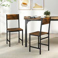 Set of 4 Rustic Farmhouse Dining Chairs, Wood Metal Armless Side Chairs for Kitchen