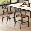 MAHANCRIS Dining Chair Set of 4, Rustic Wooden Kitchen Chairs with Backrest, Farmhouse Dining Chairs for Kitchen, Industrial Style Chair with Metal Frame, Easy Assembly, Rustic Brown TBHR1001S4