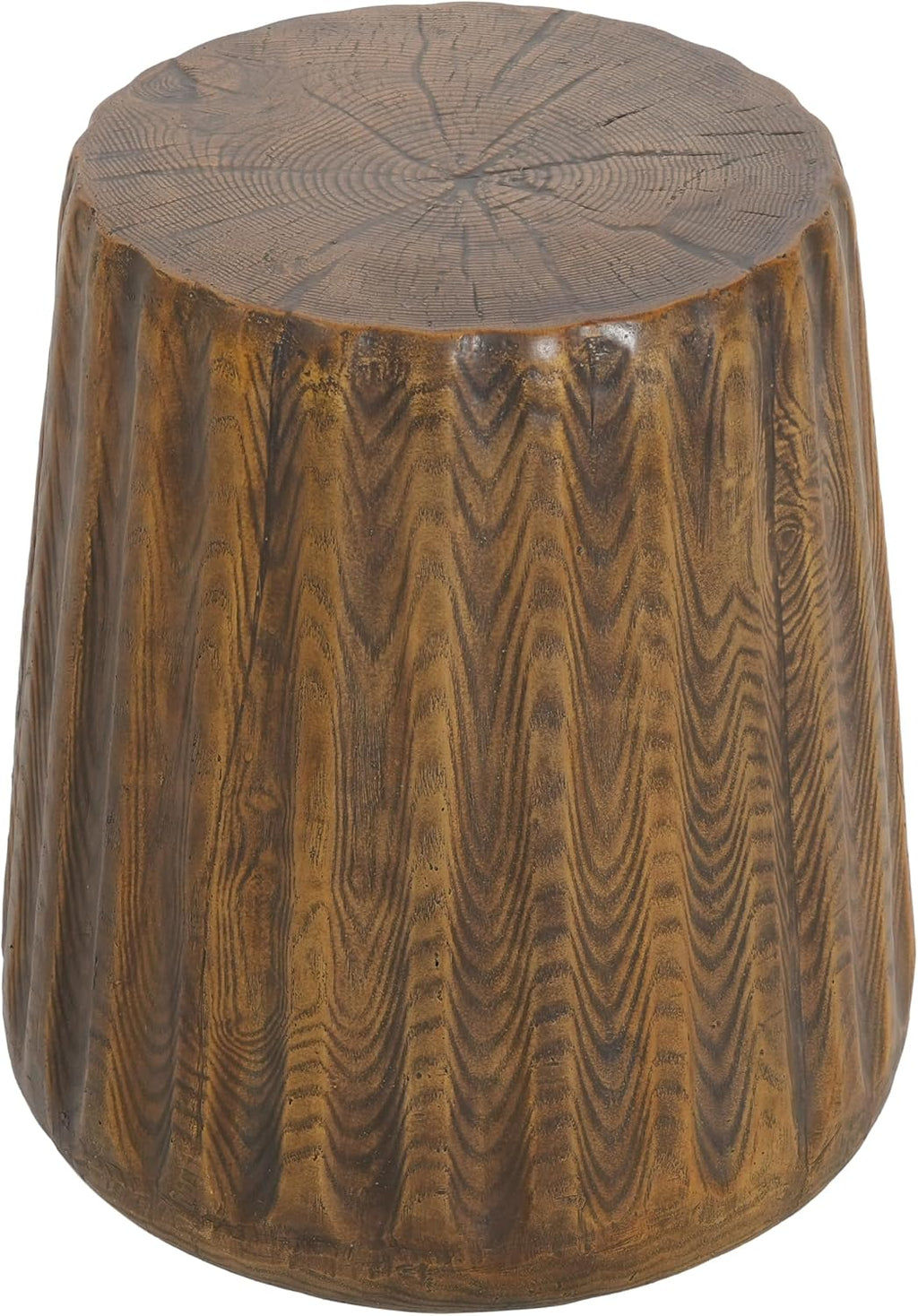 Merax MGO Tree Stump Side Table, Rustic Wood Grain End Table for Outdoor & Indoor, Durable Patio & Living Room Accent Table, Brown Wood Grain Finish