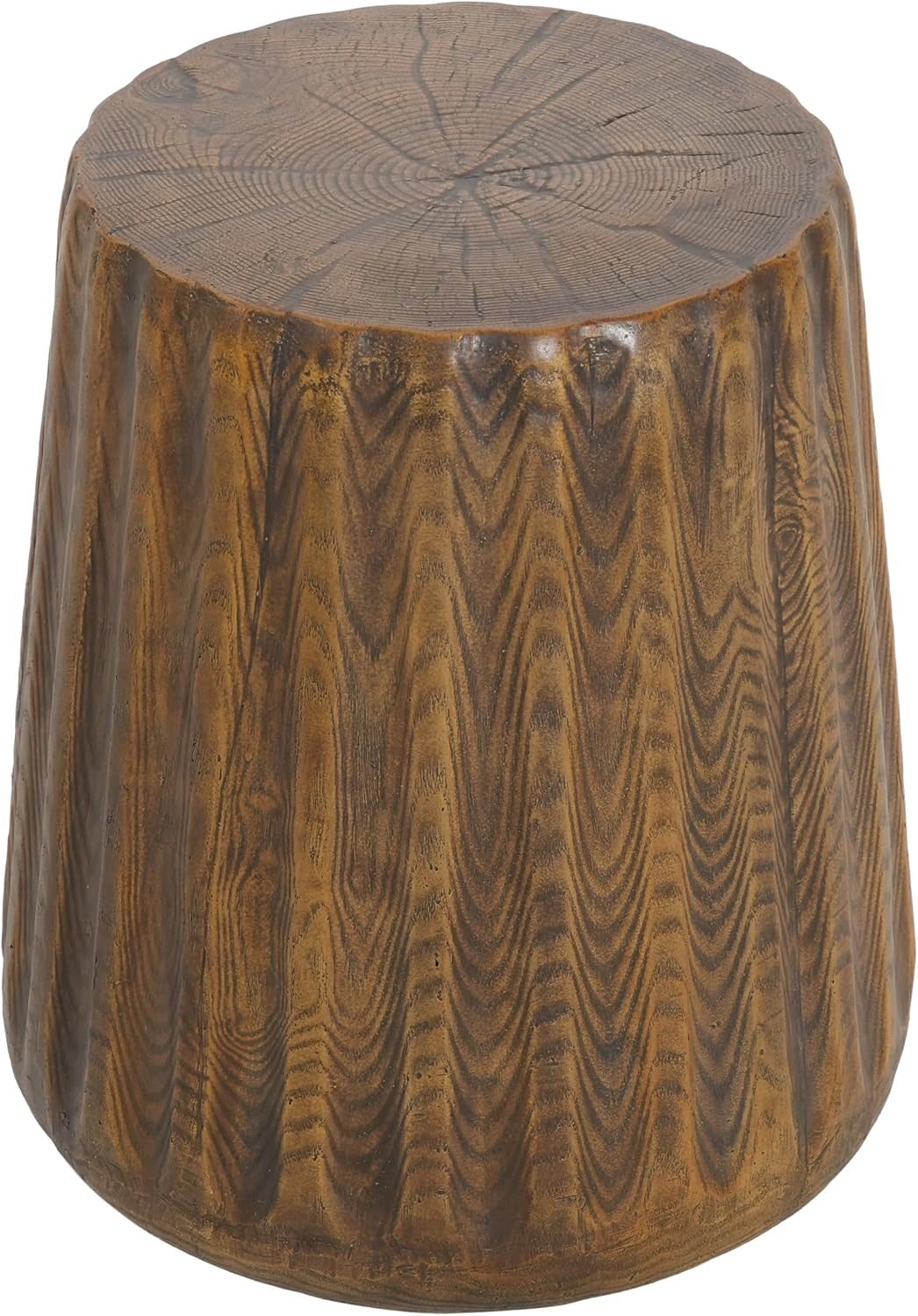 Merax MGO Tree Stump Side Table, Rustic Wood Grain End Table for Outdoor & Indoor, Durable Patio & Living Room Accent Table, Brown Wood Grain Finish