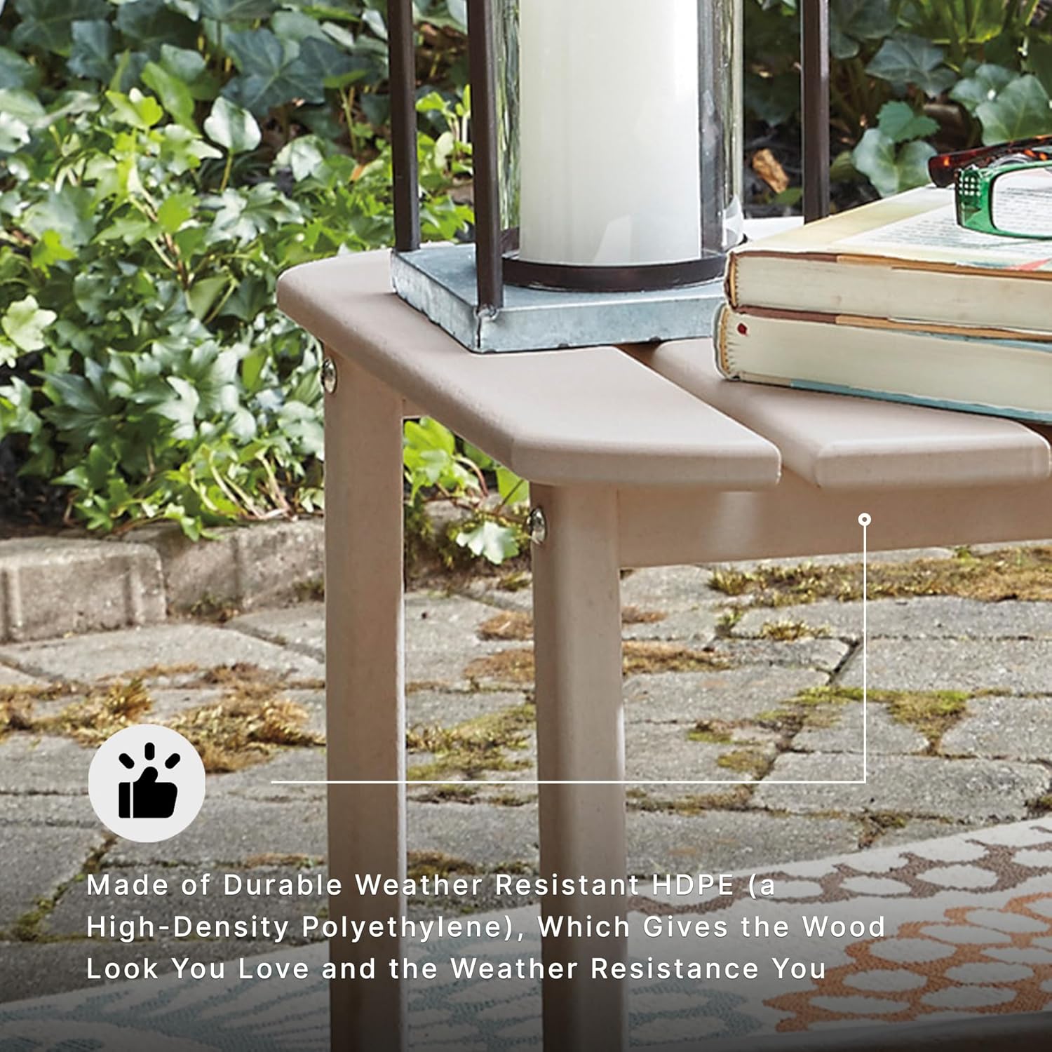Signature Design by Ashley Sundown Treasure Outdoor Patio HDPE Weather Resistant End Table, Brown