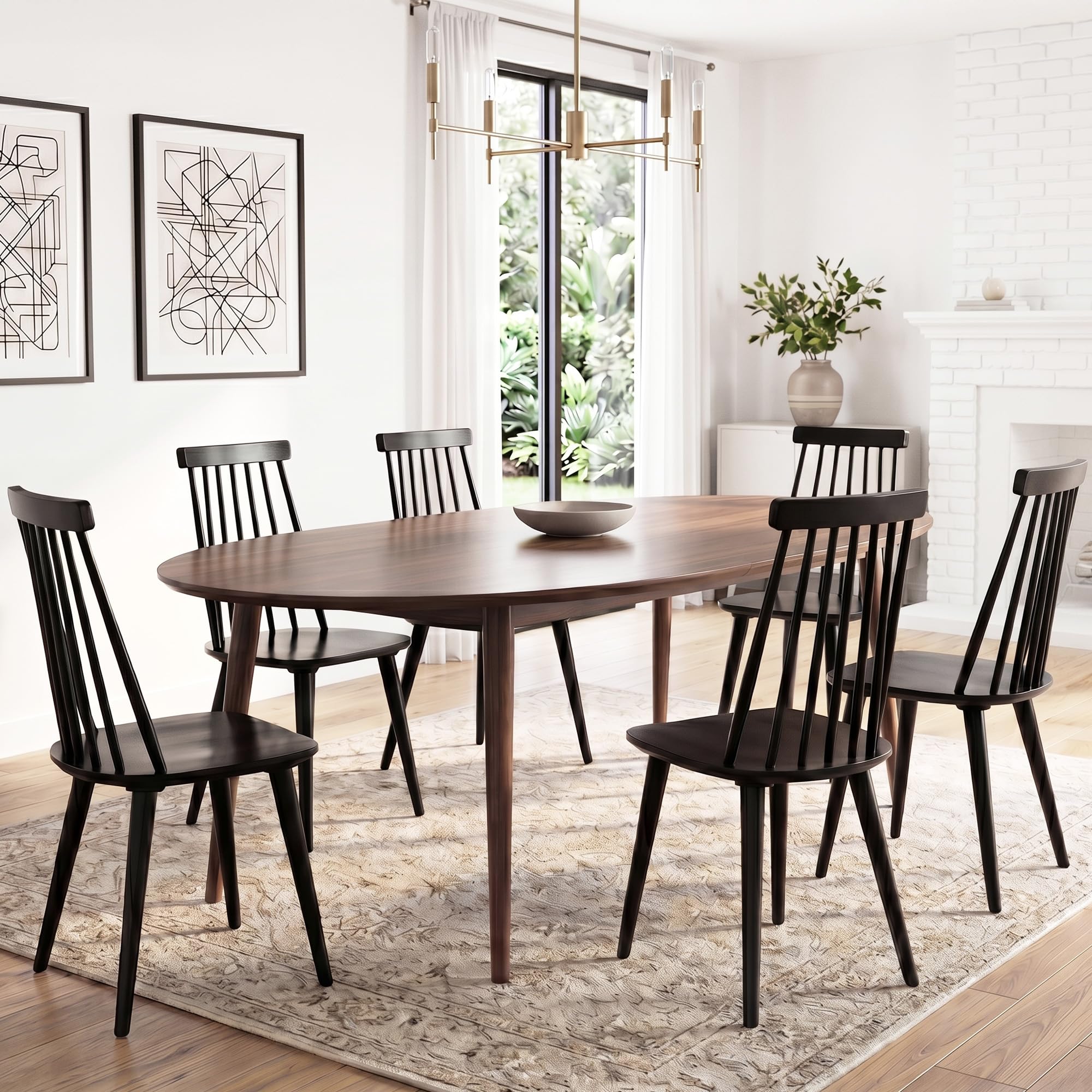 DUHOME Dining Chairs Set of 4 Wood Dining Room Chair Black Spindle Side Kitchen Room Country Farmhouse Chairs Black