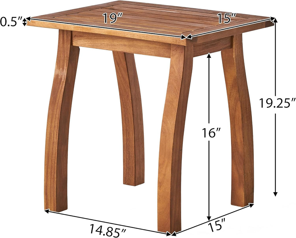 Rustic Acacia Wood Accent Side Table - Weather-Resistant Rectangular End Table for Patio, Garden, Lawn & Living Room, Sturdy 200lbs Capacity, Easy Assembly & Low Maintenance (Teak)