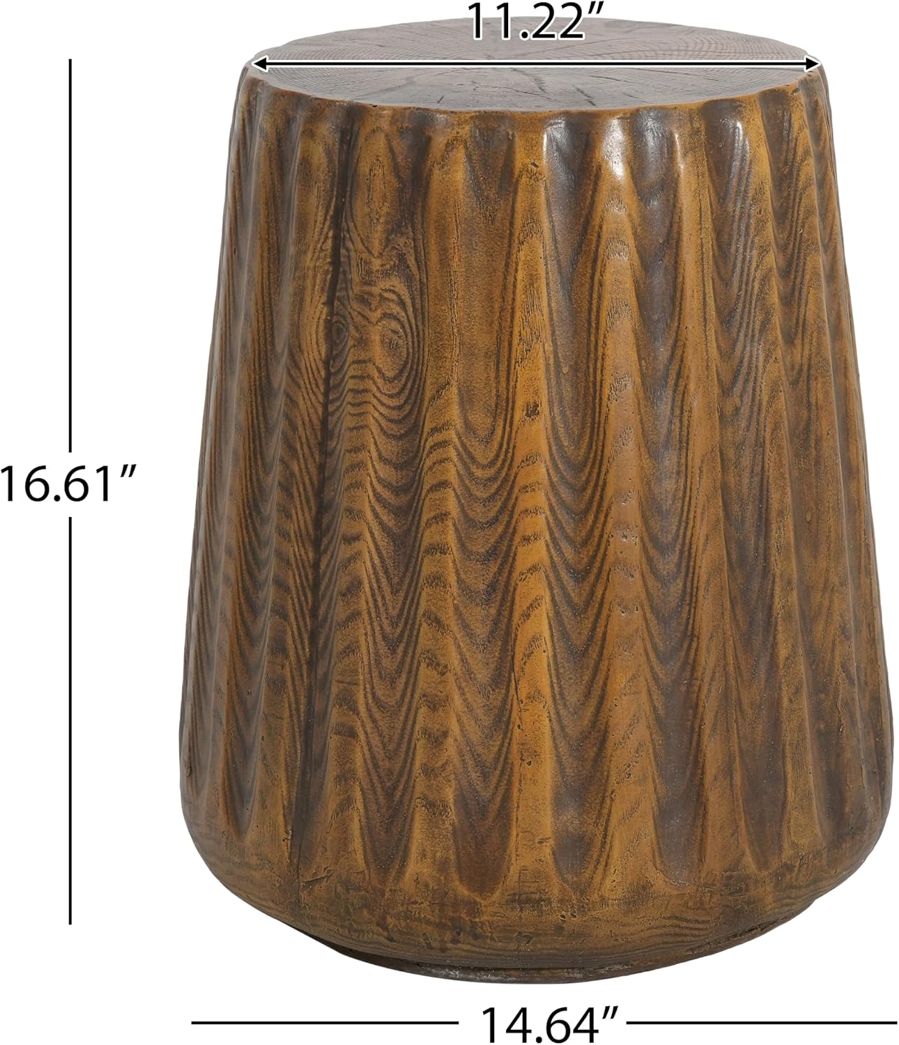 Merax MGO Tree Stump Side Table, Rustic Wood Grain End Table for Outdoor & Indoor, Durable Patio & Living Room Accent Table, Brown Wood Grain Finish