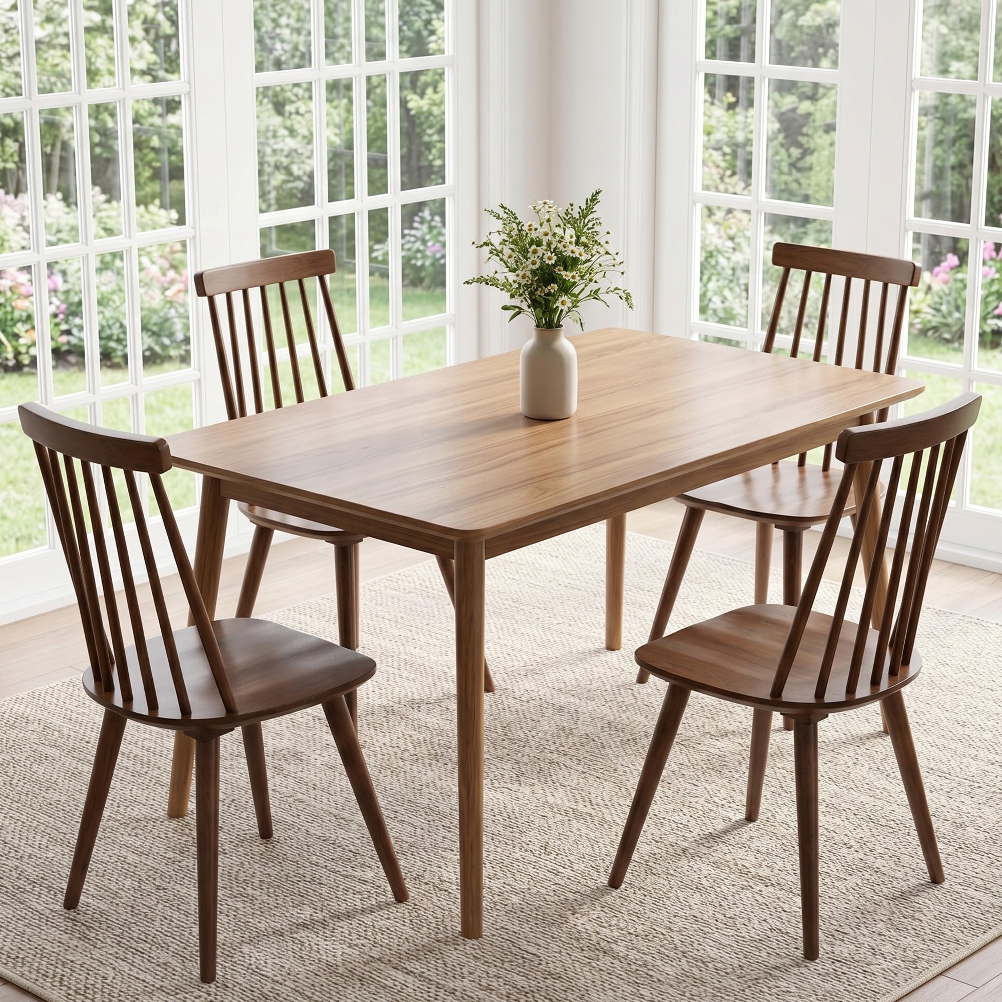 DUHOME Dining Chairs Set of 4 Wood Dining Room Chair Black Spindle Side Kitchen Room Country Farmhouse Chairs Black