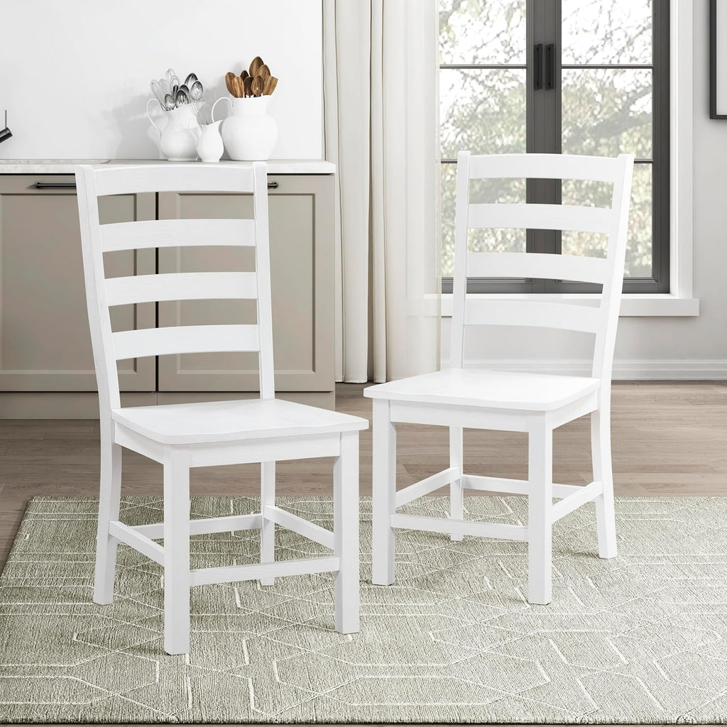 Lexicon Farmhouse Dining Chairs Set of 2, Kitchen Dining Chairs with Sturdy Solid Wood Frame, Legs, Footrest, High Ladder Back, Comfortable Classic Wooden Armless Side Seat, Easy Assembly, Black