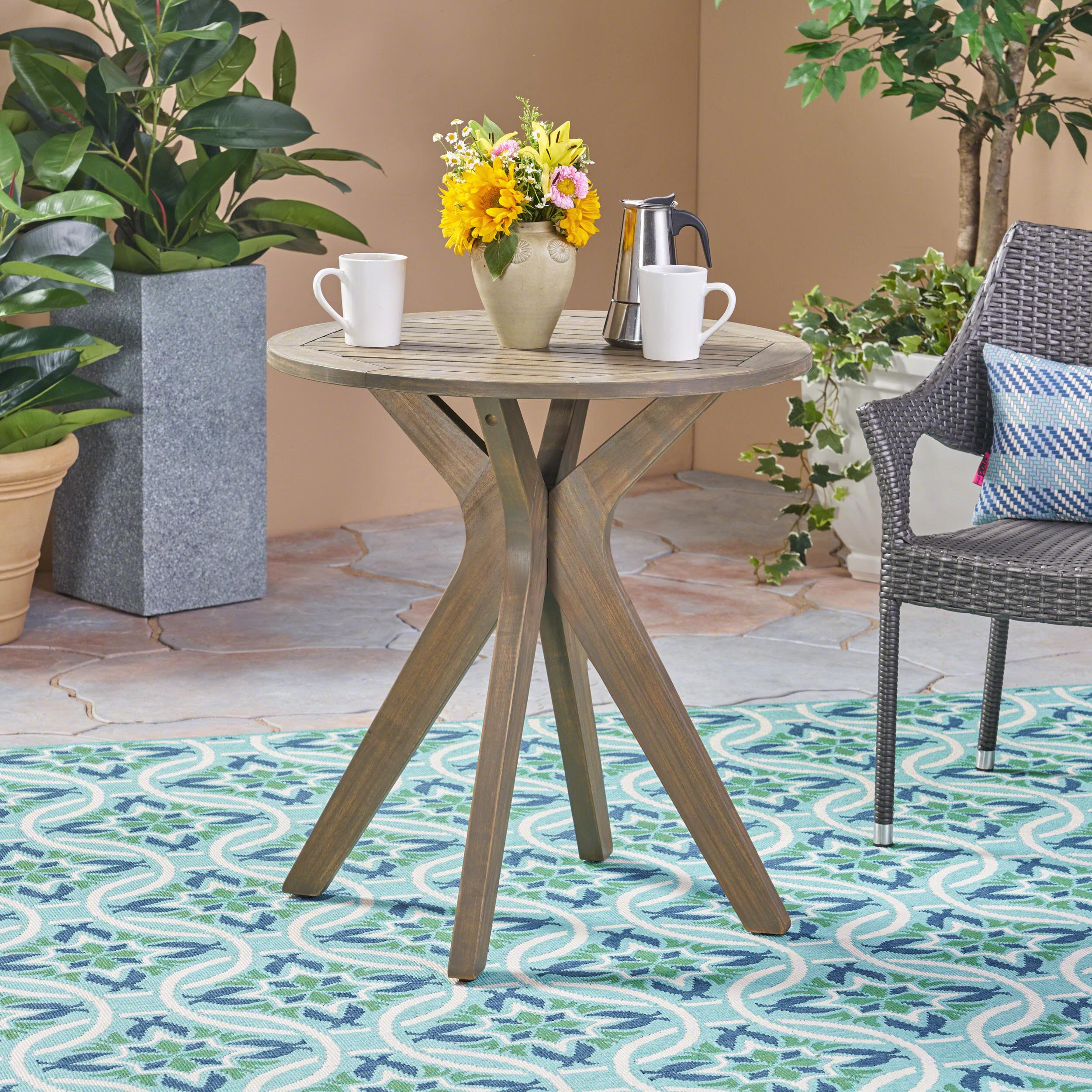 Outdoor Patio Side Table, Wood Accent End Table in Natural Stained, Weather-Resistant Rectangular for Living Room Indoor Garden Lawn Porch, Easy to Assemble, Natural